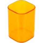 Подставка-стакан для канцелярии СТАММ "Фаворит", пластик, квадратная, оранжевая - фото 9665280