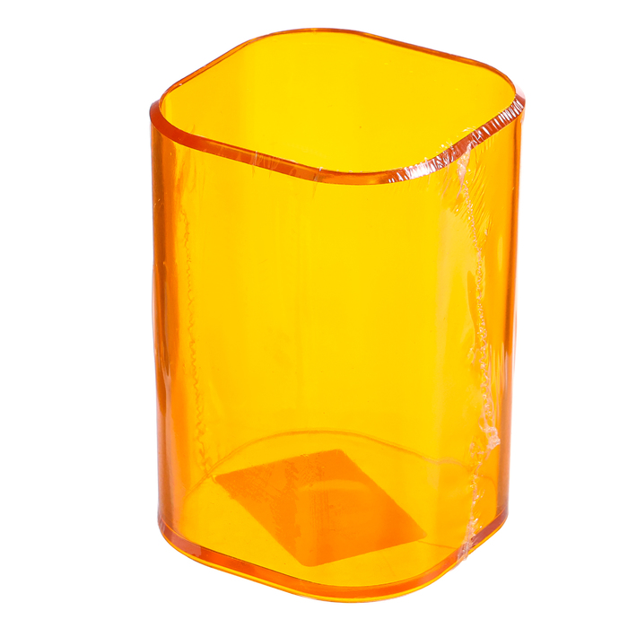 Стакан для пишущих принадлежностей СТАММ "Фаворит", пластик, квадратная, тонирован оранж