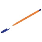 Ручка шариковая, СТАММ "Вега" синяя, узел 1,0мм, оранжевый корпус с синим колпачком - фото 321513193