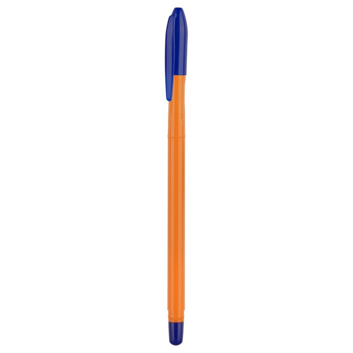 Ручка шариковая, СТАММ "Вега" синяя, узел 1,0мм, оранжевый корпус с синим колпачком