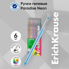 Набор ручек гелевых 6 цветов ErichKrause "Paradise Stick Neon" игольчатый узел 0.6 мм, неон микс 10474224 - фото 13870686