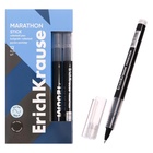 Ручка-роллер ErichKrause Marathon Stick, узел 0.5 мм, чернила чёрные, мягкое и тонкое письмо, длина линии письма 1200 метров (комплект 12 шт) - фото 28153938