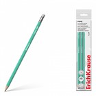 Набор чернографитных карандашей с ластиком 4 штуки ErichKrause "Prime", HB, грифель d=2.2 мм, пластик, шестигранных в пакете, зелёный корпус - фото 3929982