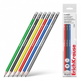 Набор чернографитных карандашей с ластиком 4 штуки ErichKrause 