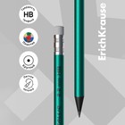 Набор чернографитных карандашей с ластиком 4 штуки ErichKrause «JOY Metallic», HB, грифель d=2.2 мм, пластик, круглых в пакете, металлик микс - Фото 2