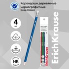 Набор чернографитных карандашей с ластиком 4 штуки ErichKrause "Deep Classic triangular", HB, грифель d=2.2 мм, дерево, трехгранных в пакете, микс - фото 322019897