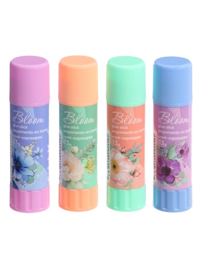 Клей-карандаш, ErichKrause EasyStick Pastel Bloom, PVP, экономичный расход, 13 г, МИКС