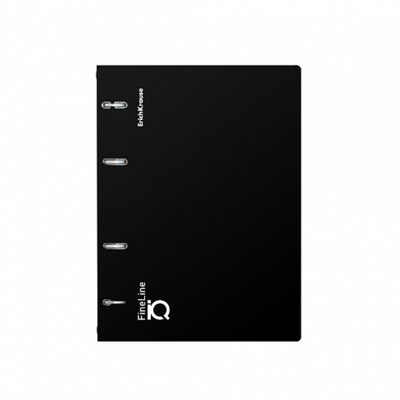 Тетрадь на кольцах А5 100 листов клетка ErichKrause IQ FineLine Classic пластиковая обложка черная, блок офсет 80 г/м², белизна 100%, микс