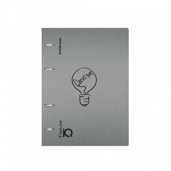 Тетрадь на кольцах А5 100 листов клетка ErichKrause IQ FineLine Life Style пластиковая обложка серебрянная, блок офсет 80 г/м², белизна 100% микс
