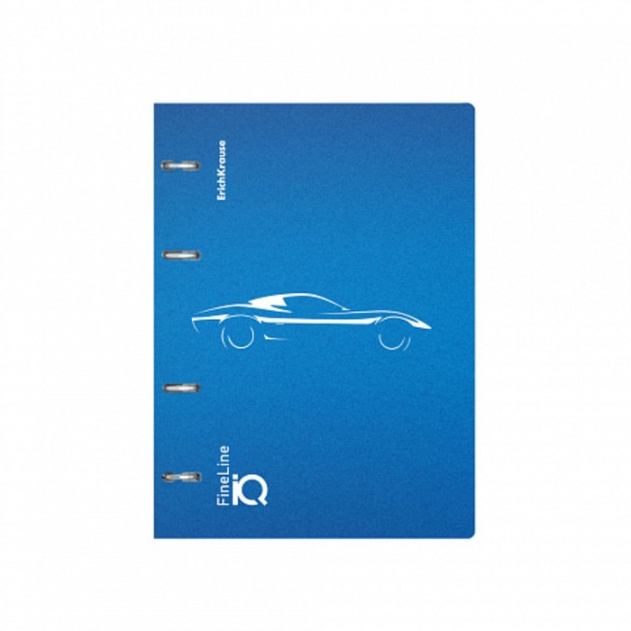 Тетрадь на кольцах А5 100 листов клетка ErichKrause IQ FineLine Mirage пластиковая обложка синяя, блок офсет 80 г/м², белизна 100% микс