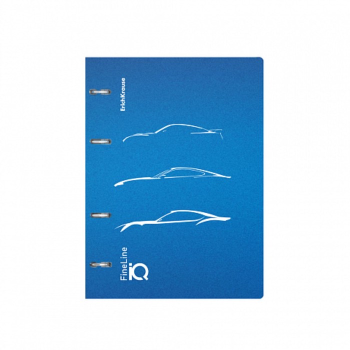 Тетрадь на кольцах А5 100 листов клетка ErichKrause IQ FineLine Mirage пластиковая обложка синяя, блок офсет 80 г/м², белизна 100% микс