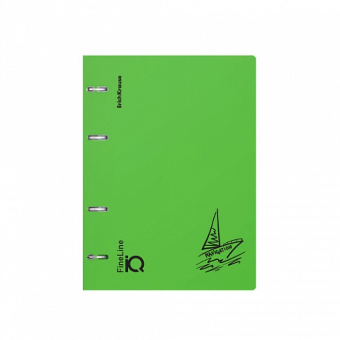 Тетрадь на кольцах А5 100 листов клетка ErichKrause IQ FineLine Motion пластиковая обложка зеленая, блок офсет 80 г/м², белизна 100% микс
