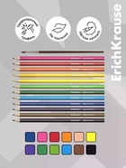 Карандаши акварельные 12 цветов ErichKrause Jolly Friends, дерево, шестигранные с кисточкой, европодвес - Фото 2