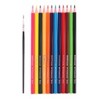 Карандаши акварельные 12 цветов ErichKrause Jolly Friends, дерево, шестигранные с кисточкой, европодвес - Фото 3