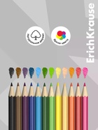 Карандаши акварельные 12 цветов ErichKrause Jolly Friends, дерево, шестигранные с кисточкой, европодвес - Фото 4