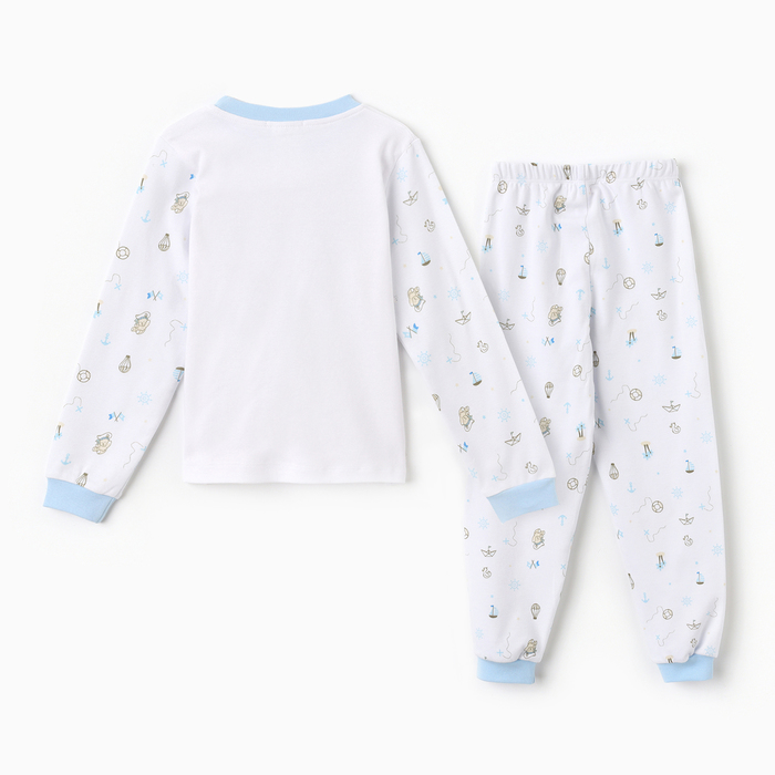 Пижама детская, цвет, белый/голубой, рост 122 (6 г)