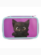 Пенал школьный, 2 секции, 12.5×20.5×4 см «Котик черный» - Фото 2