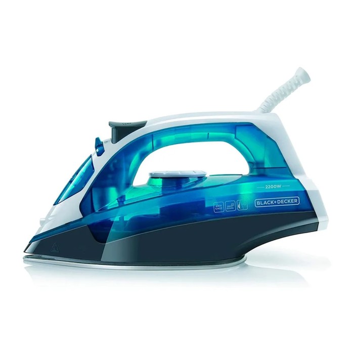

Утюг Black+Decker BXIR2200E, нержавеющая сталь подошва, 2200 Вт, 30 г/мин, 280 мл, синий