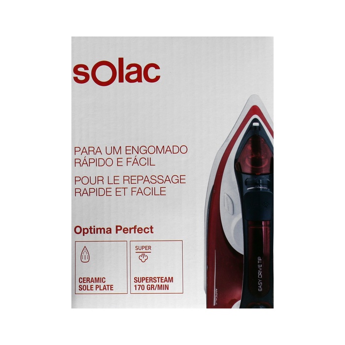 Утюг Solac Optima Perfect PV2014, керамическая подошва, 2600 Вт, 35 г/мин, 380 мл, красный