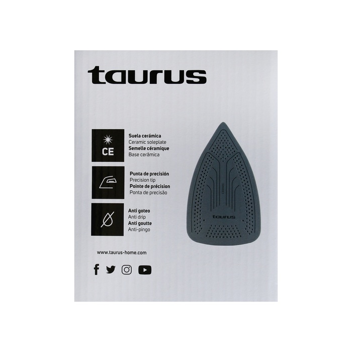 Утюг Taurus Quios 3000, керамическая подошва, 3000 Вт, 45 г/мин, 290 мл, чёрно-синий