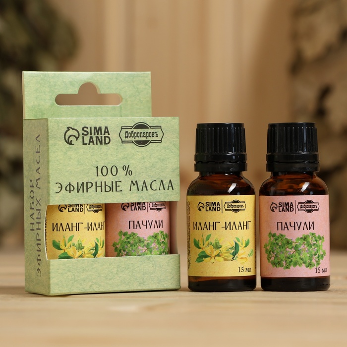 Набор эфирных масел 2 шт. "Пачули, Иланг-иланг" по 15 мл - Фото 1
