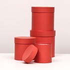 Набор шляпных подарочных коробок 4 в 1 «Красный», 20×20 ‒11×11 см - Фото 3