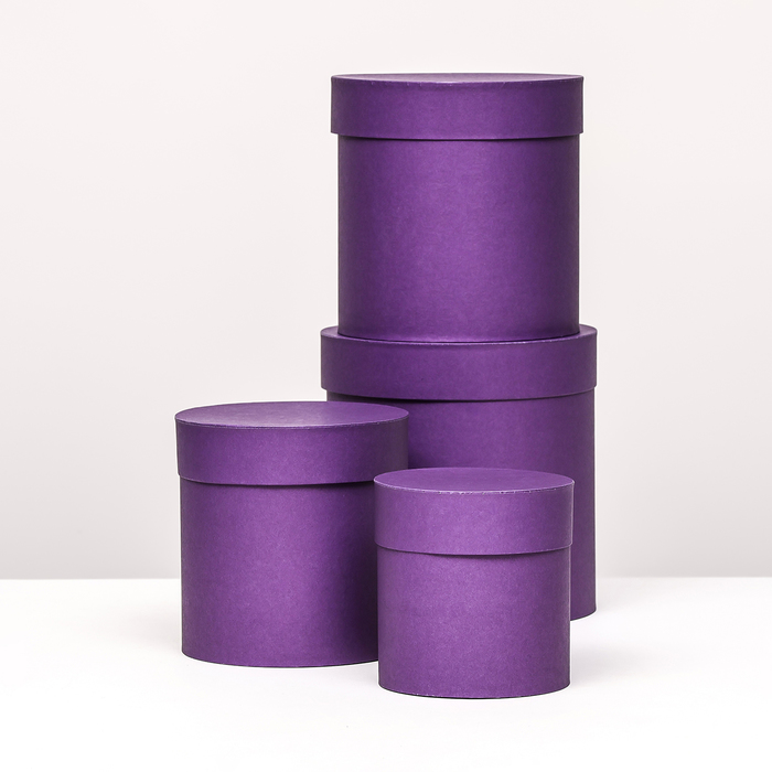 Набор шляпных коробок  4 в 1 "Фиолетовый", 20 × 20 ‒13 × 13 см
