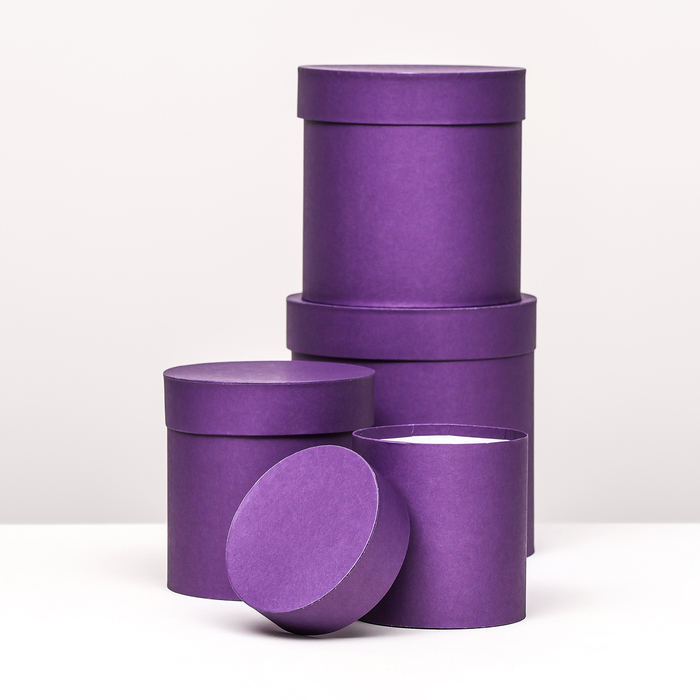 Набор шляпных коробок  4 в 1 "Фиолетовый", 20 × 20 ‒13 × 13 см