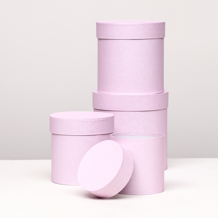 Набор шляпных коробок  4 в 1 "Нежно-розовый", 20 × 20 ‒13 × 13 см
