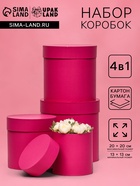 Набор шляпных подарочных коробок 4 в 1 «Малина», 20×20 ‒13×13 см - Фото 1