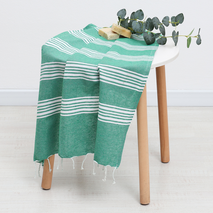 Полотенце - пештемаль пляжное LoveLife Boston, 75×170 см, 190 г/м², зелёное - Фото 1