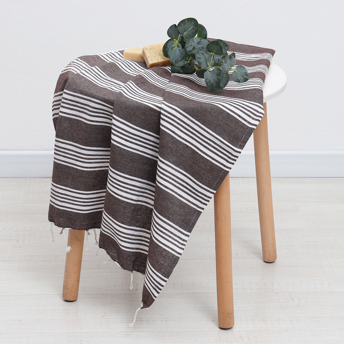 Полотенце - пештемаль пляжное LoveLife Boston, 75×170 см, коричневое - Фото 1