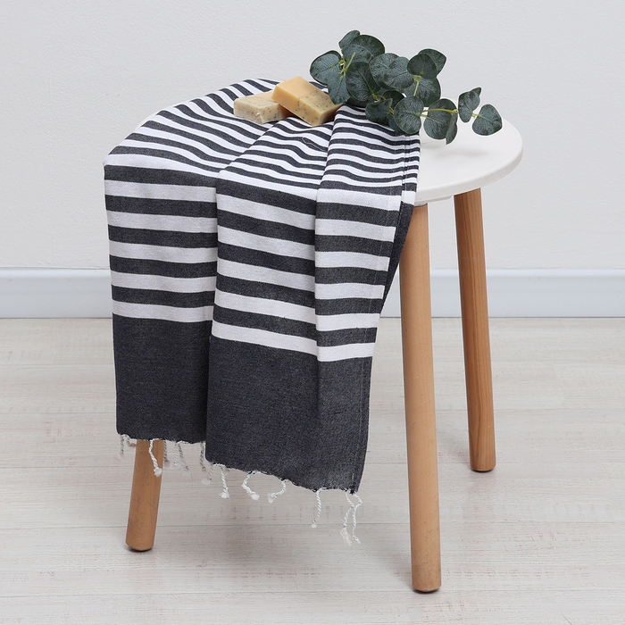 Полотенце - пештемаль пляжное LoveLife Marine, 75×170 см, чёрное - Фото 1