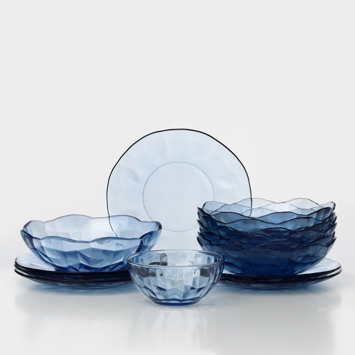 Набор стеклянной посуды FANCY DIAMOND, 14 предметов - Фото 1