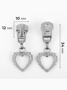 Бегунок для металлической молнии, №5, «Ажурное сердце», 10 шт., цвет никель - Фото 2