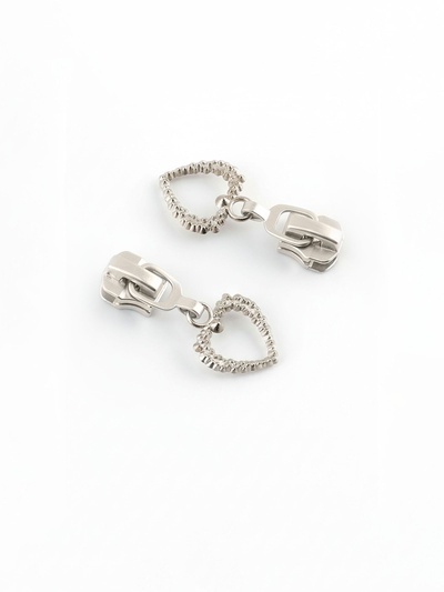 Бегунок для металлической молнии, №5, «Ажурное сердце», 10 шт., цвет никель