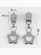 Бегунок для металлической молнии, №3, «Цветок», 10 шт., цвет никель - Фото 3