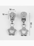 Бегунок для металлической молнии, №5, «Цветок», 10 шт., цвет никель - Фото 2