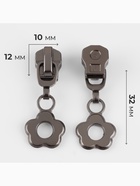 Бегунок для металлической молнии, №5, «Цветок», 10 шт., цвет чёрный никель - Фото 3