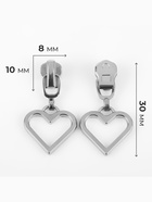 Бегунок для металлической молнии, №3, «Сердце», 10 шт., цвет никель - Фото 2