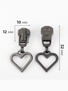 Бегунок для металлической молнии, №5, «Сердце», 10 шт., цвет чёрный никель - Фото 2