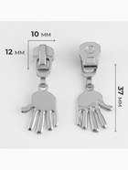 Бегунок для металлической молнии, №5, «Ладонь», 10 шт., цвет никель - Фото 3