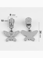 Бегунок для металлической молнии, №3, «Бабочка», 10 шт., цвет никель - Фото 3