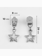 Бегунок для металлической молнии, №3, «Звёзды», 10 шт., цвет никель - Фото 2