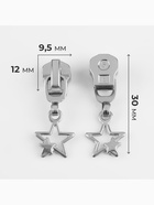 Бегунок для металлической молнии, №5, «Звёзды», 10 шт., цвет никель - Фото 2