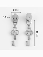 Бегунок для металлической молнии, №3, «Ключ», 10 шт., цвет никель - Фото 2