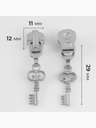 Бегунок для металлической молнии, №5, «Ключ», 10 шт., цвет никель - Фото 2