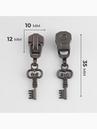Бегунок для металлической молнии, №5, «Ключ», 10 шт., цвет чёрный никель - Фото 3