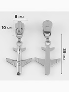 Бегунок для металлической молнии, №3, «Самолёт», 10 шт., цвет никель - Фото 2