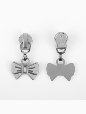 Бегунок для молнии «Спираль», №5, «Бант», 10 шт., цвет никель (комплект 2 шт)